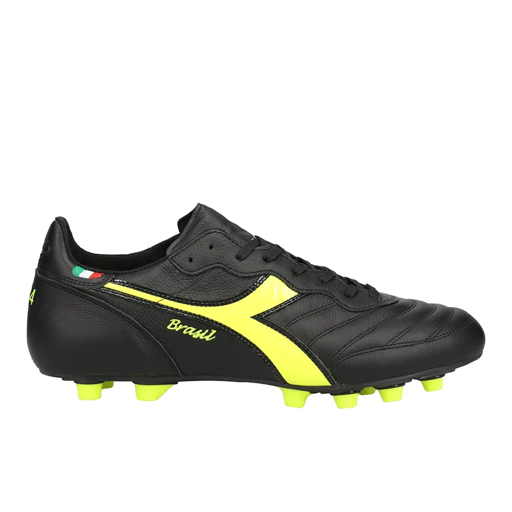 diadora Mens Brasil Italy Og Light Plus Multi-Density Polyurethane Firm Ground Soccer Cleats Cleated, Firm Ground - Black