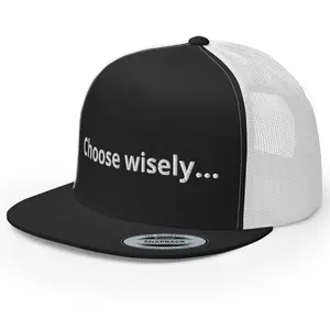 RIVEMUG NG Choose Wisely Flat Bill Trucker Hat High Crown Adjustable Cap