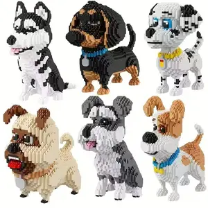 1700+pcs Pet Dog Building Blocks Jack Russell Husky Sausage Dog Creative 3D Animal Models Stress Relief Gift for Adults