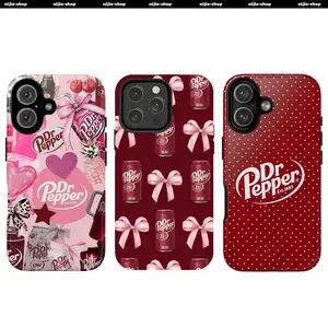 Red Dr Pepper lover Diet Tough Phone Cases for iPhone17 16 15 14 13 12 11 Promax Pro Plus Air & Samsung Galaxy S26 S25 S24 S23 S22 S21 EDGE Ultra Plus FE Clear TPU Shockproof Protective Cover Gift For Birthday Thanksgiving Christmas Hallowee