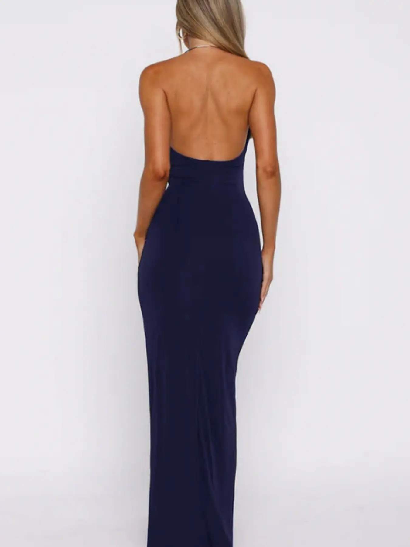 navy blue dress for baby girl Strapless Deep V Backless Long Dress, Metal Buckle, Slim Fit, No Bra  Needed, Elegant Evening Wear, High-Quality Fabric