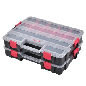 Hyper Tough Plastic Heavy-Duty Interlocking Organizer with Slide Lock 2-Pack