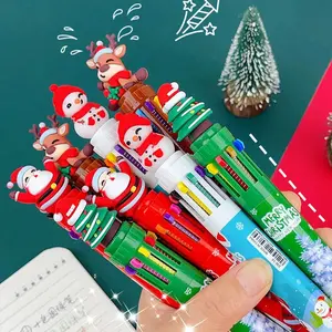 Christmas Ballpoint Pens Set, 4-16 Pcs, 10 Colors, Santa Claus & Reindeer Design, Perfect Holiday Gift for Kids & Adults