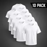 Men’s Cotton Plain Crew Neck Short Sleeve T-Shirts - Black or White, 1/3/6/10 Pack Options, White Tee Inclusions