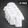 Men’s Cotton Plain Crew Neck Short Sleeve T-Shirts - Black or White, 1/3/6/10 Pack Options, White Tee Inclusions