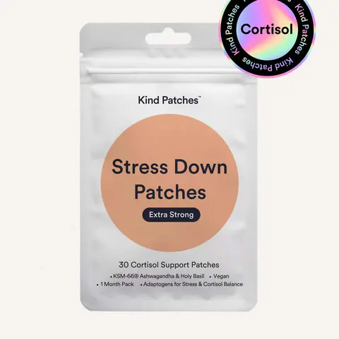 Kind Patches, Stress Down Patches Extra Strong, 30 Cortisol Support Patches, Ashwagandha, Lower Cortisol/ Stress Balance, Natural Ingredients, 1 Month Supply