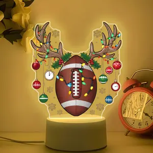 LED Acrylic Night Light, Rugby Antler Hanging Colorful Lights Christmas Decoration, USB Interface, LED Mood Light, Perfect Gift for Rugby Lovers