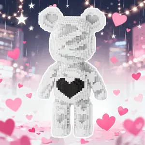 3600pcs Valentine Series Heart Lucky Teddy Bear 3D Puzzle Building Blocks Creative Decoration, Birthday/halloween/xmas Gift, Perfect for Personal Use