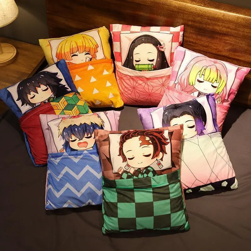 Premium Demon Slayer: Kimetsu no Yaiba Tanjiro & Nezuko Cute Plush Stuffed Pillow | Anime Manga Cushion Decor