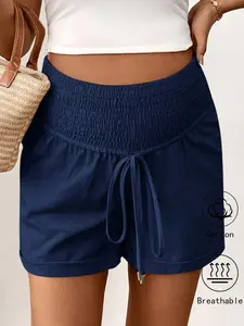 PARARA Womens Maternity Linen Shorts | Drawstring High Waist Loose Summer Casual Shorts