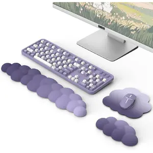 Cloud wrist rest, ergonomic cloud keyboard wrist rest with mouse wrist pad, durable polyester fiber cloud wrist rest, suitable for keyboard and mouse, for office, gaming, computer, laptop, purple