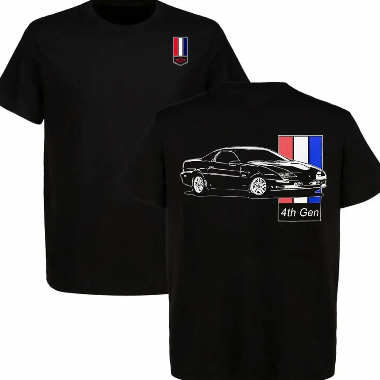 Camaro 4rd Gen Muscle Car T-Shirt Chevy Gang Graphic Tee Men Cotton Short Sleeve 90s Styled Streetwear UF