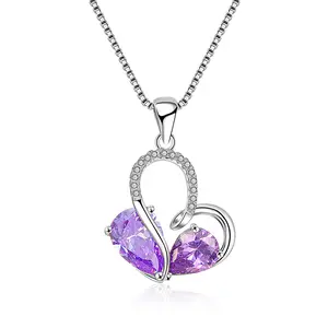 Mytys Purple Heart Pendant Necklace Elegant Daily For Wear Love