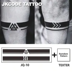 Arm Tattoo Stickers, Dark Viking Symbol Design, Neutral Couple Style Geometric Pattern Long Temporary Tattoos