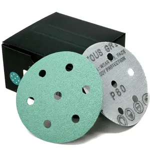 3.5-Inch (90mm) 7-Hole 80  Sanding Discs - Fits Festool Rotex RO 90 - Heavy-Duty Hook & Loop Film Discs - Sandpaper for Random Orbital Sanders - 50 Pack Box