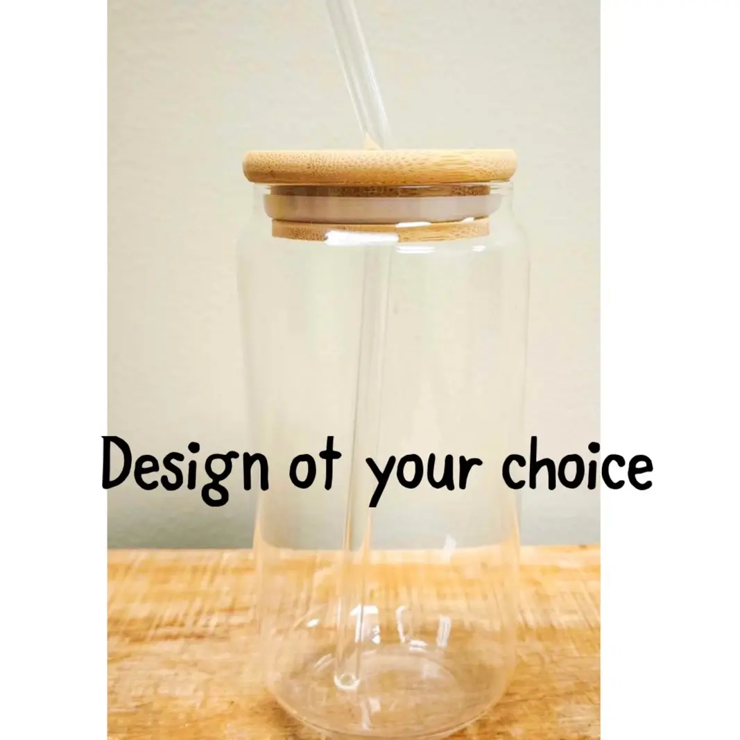 Custom 16 oz glass bamboo lid