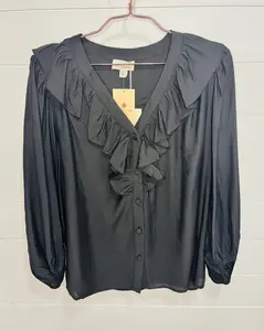 Black Ruffle Blouse