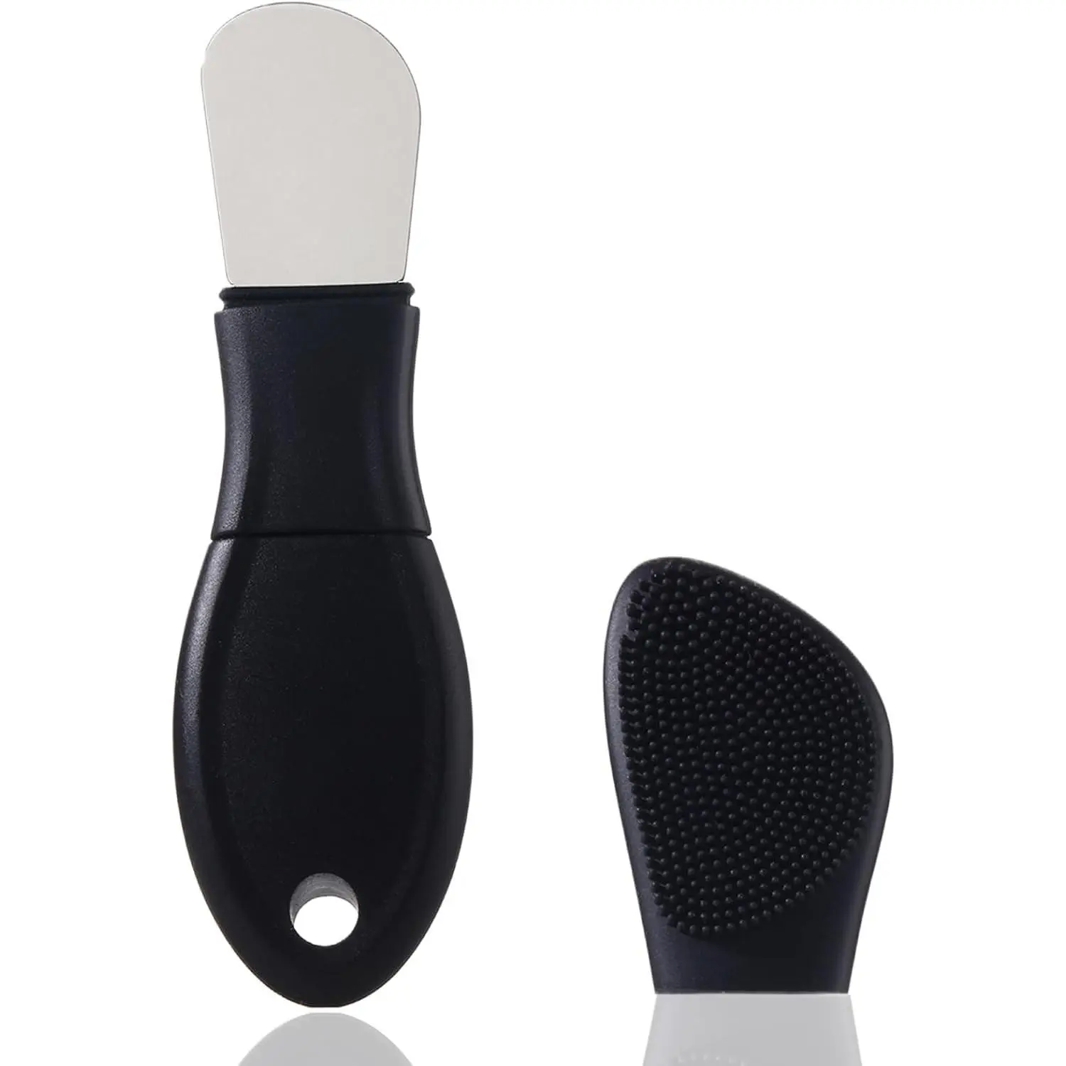 Multifunctional Face Washing Brush, 2 in 1 Pore Cleaning Brush & Blackhead Scraper, Pimple Extractor for Women Men, Face Scraper Skin Spatula, Pore Scrubber for Deep Cleansing, Black
