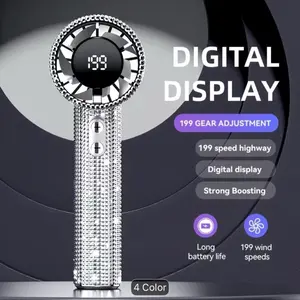 Luxury full diamonds portable fan handheld Mini-fan come with a headset