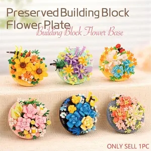 Eternal Flower Texture Building Block Flower Plate, Art Decorative Display Piece, Stress Relief Puzzle Toy Gift, Romantic Desktop Decoration