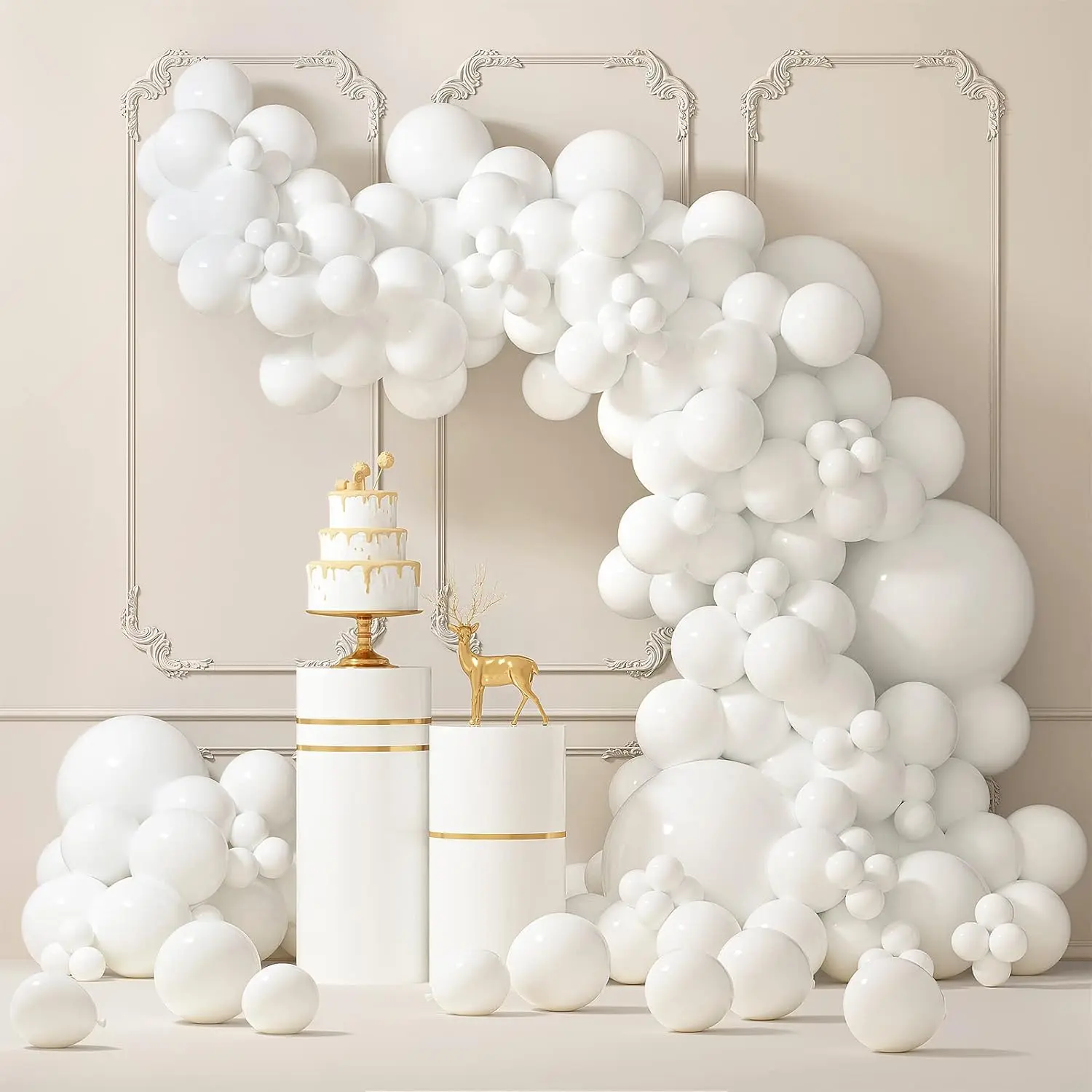 87Pcs White Balloons Different Sizes 18 12 10 5 Inches For Garland Arch, Premium Party Latex Balloons For Birthday Party Wedding Anniversary Baby Shower Party Decoration