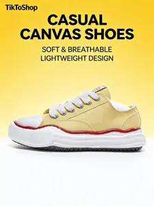 TikTok Trending Unisex Chunky Platform Lace Up Canvas Shoes Comfortable Lightweight Fashion Casual Sneakers for Daily Wear Travel Outing