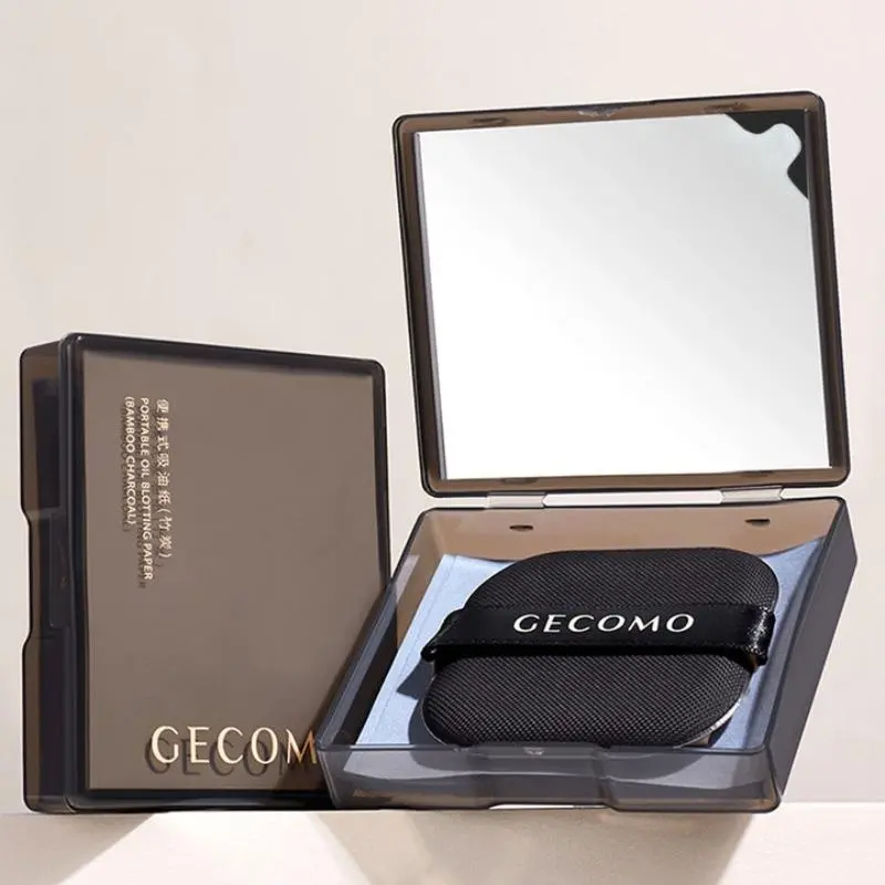 Portable Oil-absorbing Paper, 100pcs/box Compact Facial Oil-absorbing Pads with Mirror, Facial Oil-absorbing Pads, Skincare Supplies, Birthday Gifts, Christmas Gift