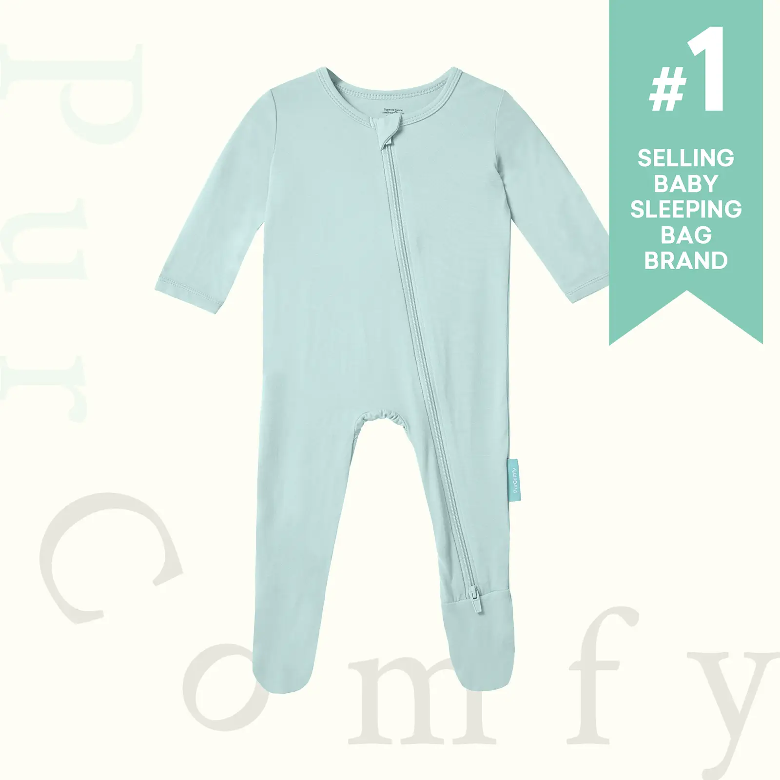 PurComfy Supersoft Bamboo Baby Zipper Footie Pajamas - Comfortable Sleepwear for Boys & Girls, Eczema-Soothe, Suitable for 0-24 Months, Unisex Onesie