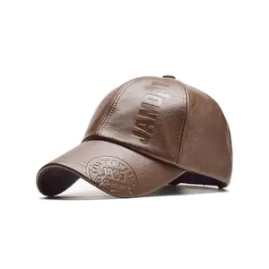 PU Leather Letter Print Baseball Cap - 1 Size, Adjustable, Unisex Sun Protection Sports Hat for Ball Sports, One Size