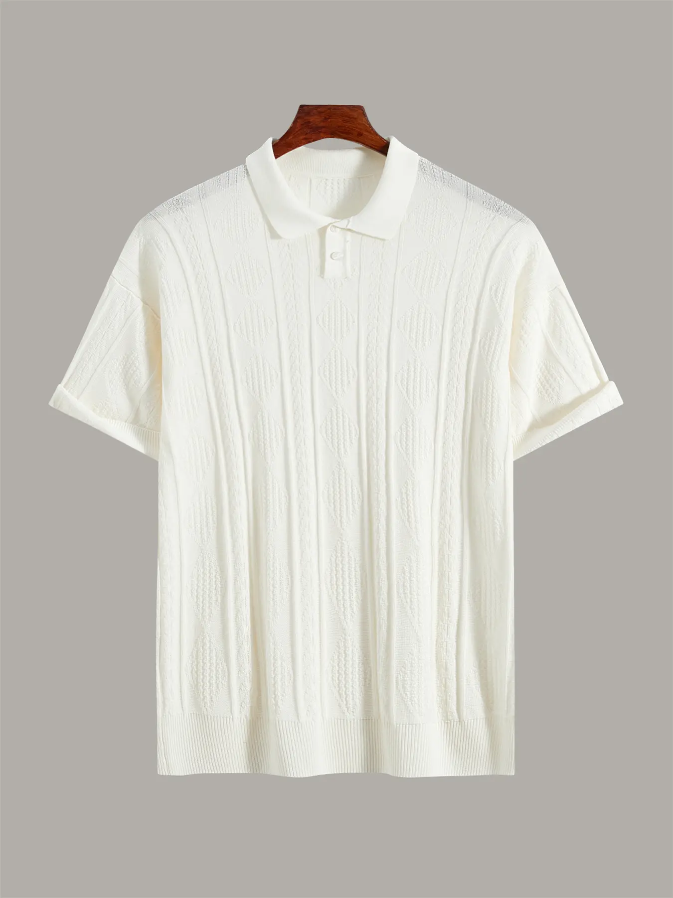 #SummerVibes 2026 Textured jacquard knitted short-sleeved shirt for both men and women, casual, retro, breathable and elegant party old money top