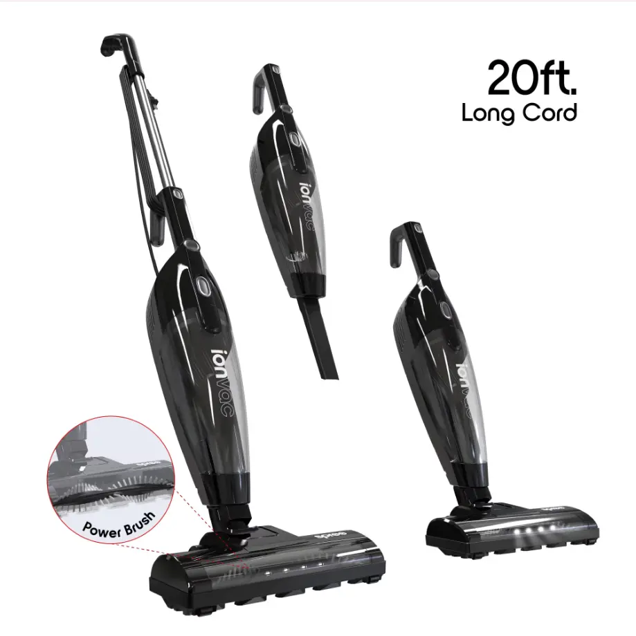 Ionvac Spree Corded Stick Vacuum, Multi-Surface 3-in-1 Upright/Handheld Vacuum Cleaner with Carpet Cleaner Brush and LED Lights