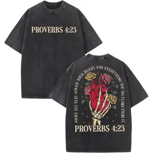 180g【100%cotton】Men's Washed Cotton Heavyweight T-Shirt - Vintage Christian Streetwear - Oversized Harajuku Retro Faith Tee13