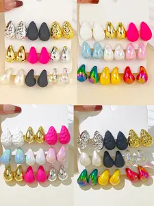 18-Piece Colorful Water Drop Earrings Set for Women, Cute Dopamine Colors, Classic Pairing Design, Perfect Gift Idea