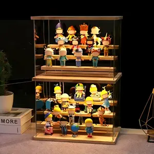 Large Acrylic Display Cabinet with Stepped Shelves Multi Compartment Dustproof Storage Box Illuminated Figurine Display Case for Dolls Action Figures & Collectibles Clear Showcase for Home Office