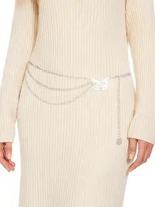 1Pc Butterfly Chain Belt for Women Fashion Plus Size 91/110/130cm Waist Chains Trendy Metal Layered Adjustable Waist Belt Belly Belts for Women Dress Accessories Plus Size Available for Music Festival Dress Accessories Chic Body Jewelry