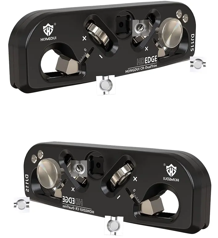 HONGDUI DJ11S Model 2-in-1 Chamfer & Radius Plane Woodworking Tool, 5mm(1/32") Depth Adjustable via Dual-Scale Dial (mm/in), Aluminum Alloy Quick Edge Tool, Carbide Blades (3 Blades with 12 Cutting Edges), 12 Cutter Heads, 2 Pre-Installed Inserts