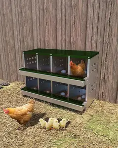 Metal Chicken Nesting Boxes with Egg Collection Tray 8/10 Fake Training Eggs,Rustproof Poultry Laying Box with Perch Rod,for Chicken Coops and Hens Laying Eggs