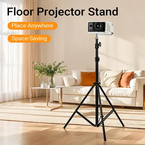 Durable Alloy Projector Floor Stand - Adjustable Bracket, Compact Folding Portable Swivel Tripod Mount with 90° Vertical Tilt, 23"-67" Height, 4 lb Capacity for Content Creators, Projectors, Camera Recording Devices
