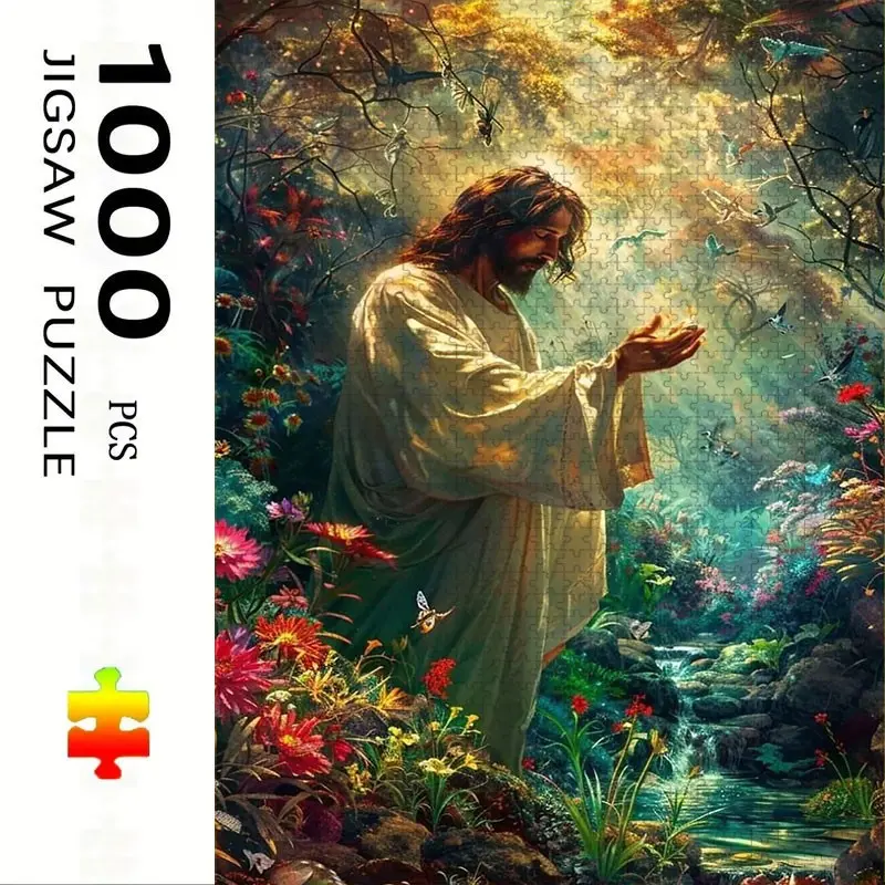 1000 Piece Jesus and Birds Puzzle, Large Adult Family Interactive Toy, DIY Home Decor Brain Challenge, Festive Scene, Durable Puzzle