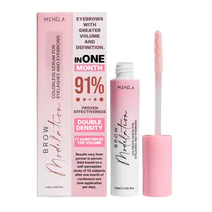 Menela Eyebrow Growth Serum and Eyelash Serum: 2-in-1 Booster with 10 Botanical Actives (Biotin, Aloe, Witch Hazel, Rosehip) - Natural Formula for Fuller, Stronger Eyebrows