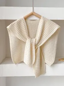 Solid Color Knit Shawl, Knitted Scarf, Casual Lightweight Scarf Shawl for Women, Fashion Elegant Shawl for Daily Wear, Trendy All-match & Exquisite Scarf for Birthday Gift