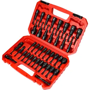 39 count  Nut Driver Set for Impact Drill, Includes Metric & SAE Impact Driver Bit Set, Bit Extension & Drill Bit Adapter | 1/4" Hex Shank | Cr-V Steel