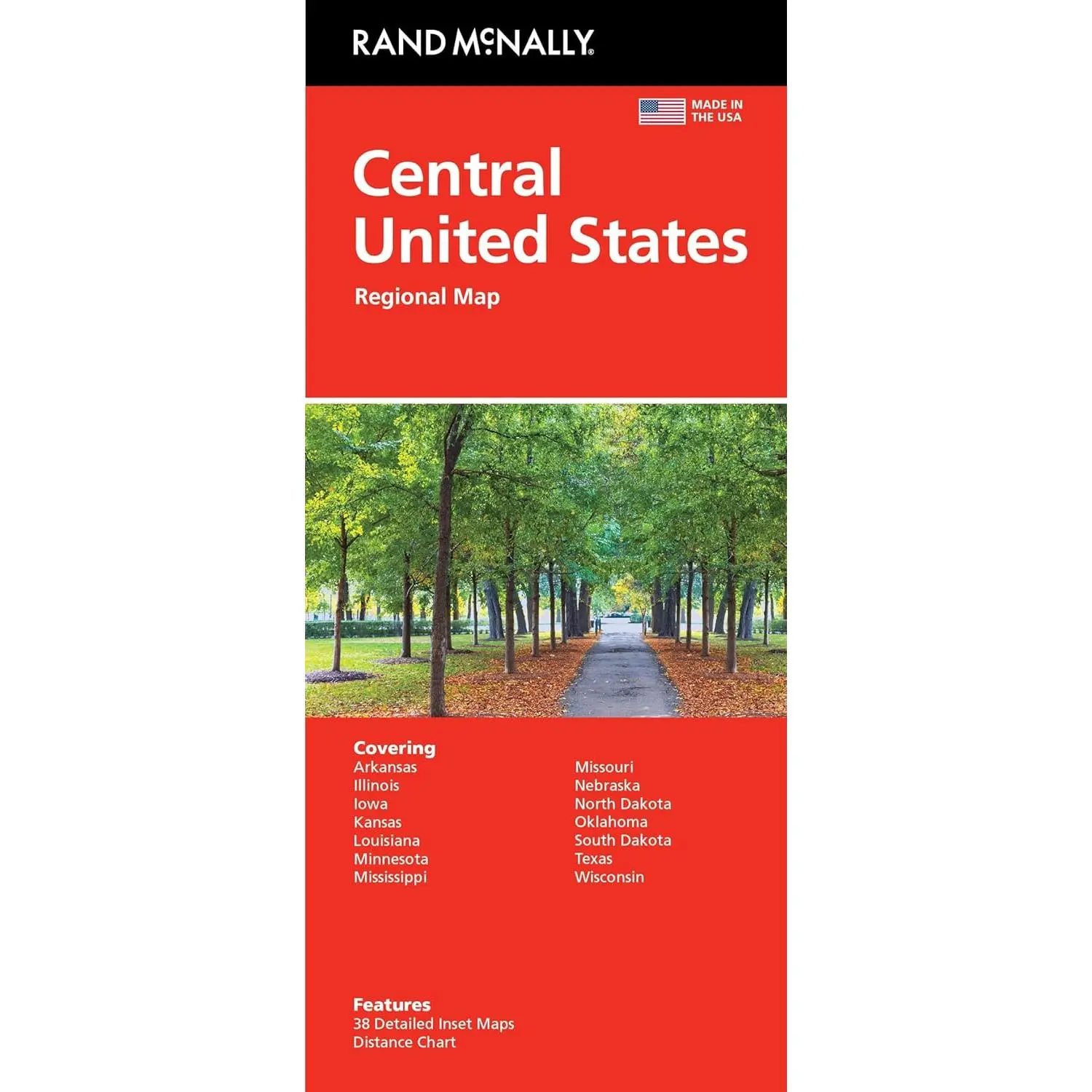 Rand McNally English Detailed Central United States Full-Color Folded Map - 40in x 28in, Easy-to-Read, Convenient Folded Size, Travel Reference for Travelers