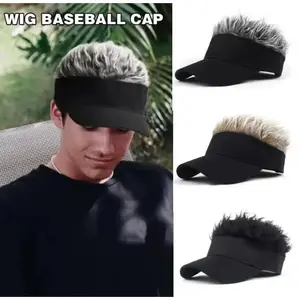 Men Synthetic Short Hair Spiked Wig Golf Baseball Cap Fake Hair Hat Adjustable Sunshade Visor Fancy Performance Hip-Hop Headwear fishing hiking