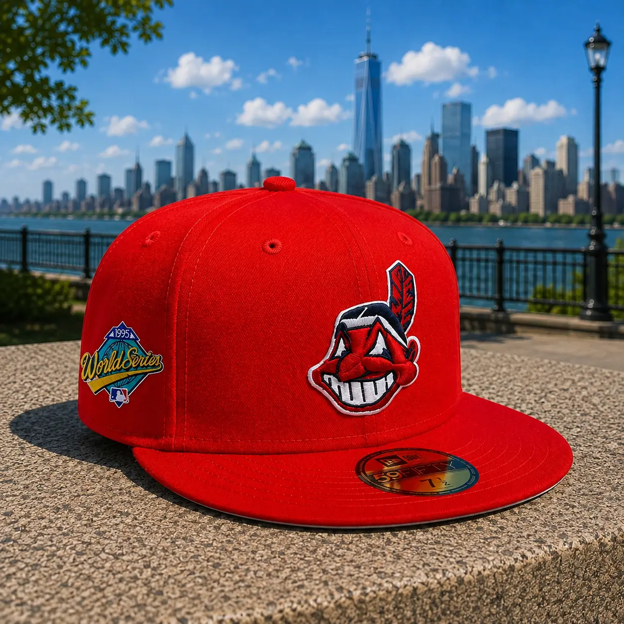 New Era Cleveland Indians 59FIFTY Fitted Cap Red | MLB 1995 World Series Side Patch | Fitted Baseball Hat