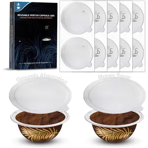Foil Seals Lid for   Vertuo Pods, Refillable Capsule  Foil  Sticker with Coffee Grounds Absorption Layer, Compatible with  VertuoLine Machine(60 pcs, 62mm)