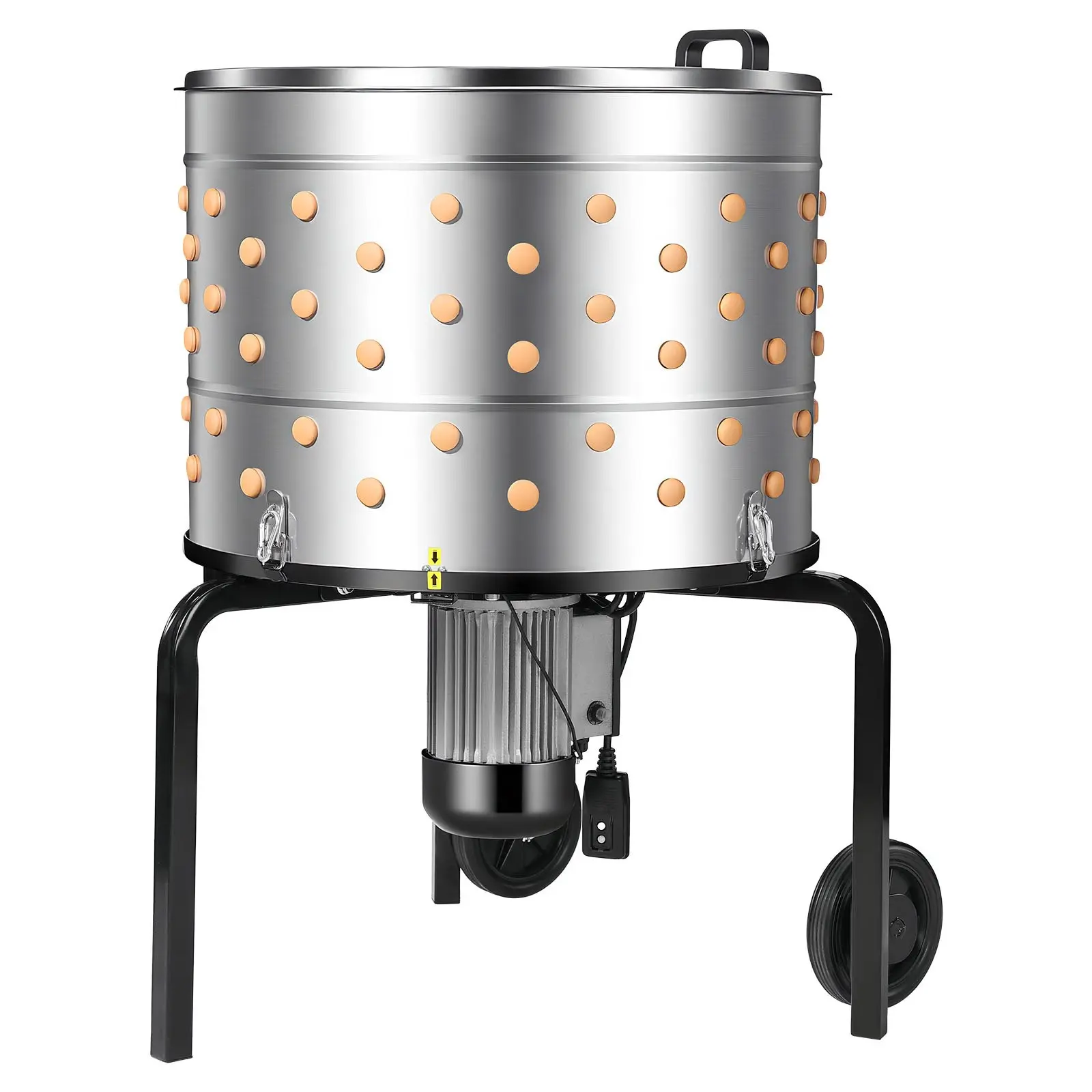 VEVOR Electric Chicken Plucker Machine, 25.6 in Round Drum, 1200W 275RPM with 158 Soft Fingers & Transport Wheels, Stainless Steel Feather Remover for Backyard Use, 29.9 x 29.1 x 37.0 in Size, 18.9 in Height, Plucks Feathers for 4 Chicks at Once, 25.6 In