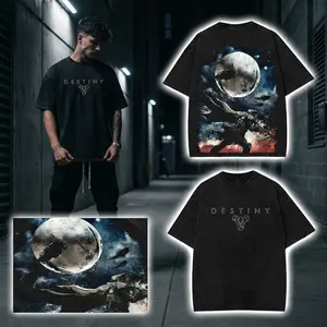 Destiny 2 Sci-Fi Game Crew Neck T-Shirt, Hoodies, Sweatshirt Washed Vintage T-shirt Double-Sided  Casual Cotton Fabric Tech Streetwear graphic tee Gift for Destiny Fans