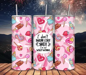 Sugar Coat 20oz Skinny Tumbler Drinkware Flasks Insulated Lid Coffee Portable Mug Bottles Customizable Handmade Water Bottles
