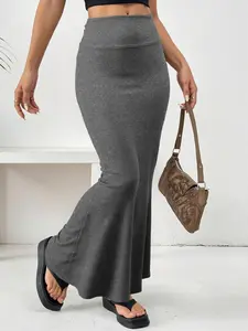 High-Waisted Fish Tail Skirt, Casual Fitted Long Dress, Style, Comfortable Stretchy Material, All-Season Wear, Ideal for Students & Office